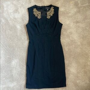 Ted Baker Black Dress with Gold Embellishments